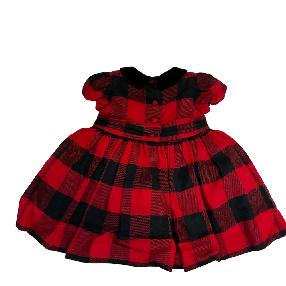 $250 Ralph Lauren Baby Girls Holiday Plaid Flannel Dress and Size 3 Months